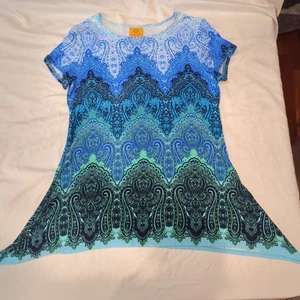 Ruby Rd SMALL kuschelige Damen-Tunika wildes Paisley-Design Arbeit Wochenendkleidung dehnbar  - Bild 1 von 11