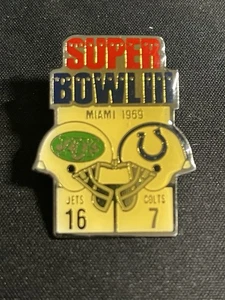 New York Jets Baltimore Colts Super Bowl 3 Vest Lapel Pin NFL FOOTBALL  - Picture 1 of 2