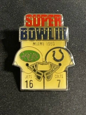 New York Jets Baltimore Colts Super Bowl 3 Vest Lapel Pin NFL FOOTBALL  - Image 1 of 2