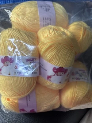 7 SkeinsX50gr Soft Cashmere Silk Velvet Baby Hand Knitting Crochet Yarn Yellow - Image 1 of 4