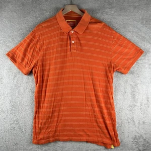 Old Navy Polo Shirt Men’s XL Orange Stripe Short Sleeve Button-Up Cotton - Picture 1 of 9
