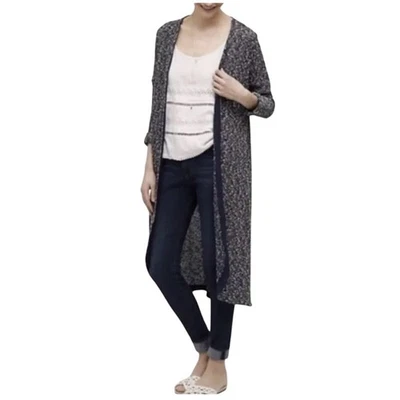 Cárdigan plumero tejido Anthropologie Dolan Oak Street Boucle azul marino/blanco talla S Foto 1 de 4