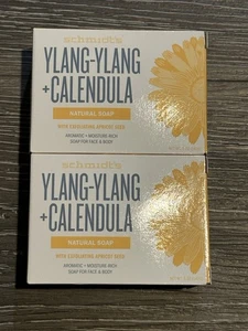 Schmidt's Ylang-Ylang + Calendula natürliche Seife Peeling Aprikosensamen 5 Unzen X2 - Bild 1 von 1