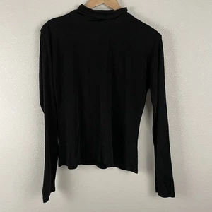 Grenasa Silk Womens L Black 100% Silk Turtleneck Long Sleeve Shirt - Picture 1 of 4