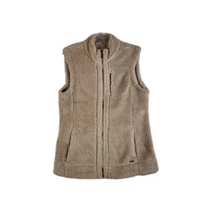Calvin Klein Vest Women’s Medium Beige Tan Full Zip Fleece Sherpa Pockets - Imagen 1 de 6