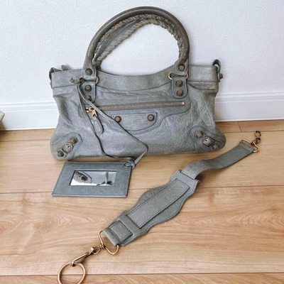 Bolsa tote de ombro BALENCIAGA The First City 2 vias couro azul claro - Imagem 1 de 4