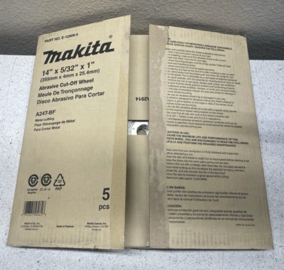 Makita Abrasive Cut-Off Wheel Part No. 12809-5 Metal Cutting A24T-BF - Image 1 of 4
