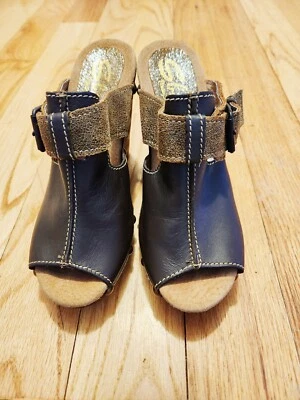 SBICCA Mujer Cuero Marrón/Dorado Plataforma Punta Abierta Mula/Sandalia/Zapatos Talla 39/8 Foto 1 de 4