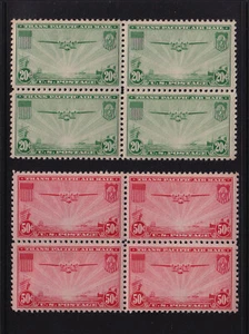 1937 Sc C21 C22 AIRMAIL 20c & 50c blocks of 4, fresh MNH original gum, CV $80 (S - Picture 1 of 1