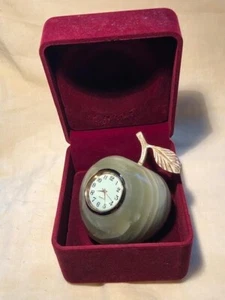 Banded Onyx Apple Clock with Red Velvet Gift box - Picture 1 of 8