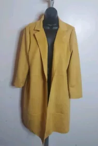 New York Andrew Marc Women Faux Suede Long Flowy Jacket Yellow Butterscotch - Picture 1 of 8