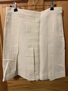 New Authentic BURBERRY LONDON Women White Linen Tennis Golf Pleated Skirt Size 6 - Picture 1 of 10