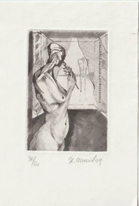 Original Limited Edition Vintage Gravur Erotik Exlibris von MUSIL KAREL - Bild 1 von 1