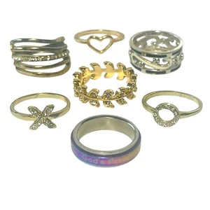 Trachtenring Set Mode Bänder Strass Größe 8,75 bis 9,75 gold & silberfarben - Bild 1 von 23