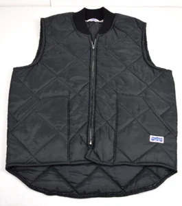 Vintage Vest Big Smith Size M/L 60s Black Diamond Quilt Varsity Collar Zip Close - Picture 1 of 8