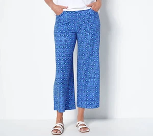 Isaac Mizrahi Live! Petite Mixed Print Pebble Pants Blue XL New - Picture 1 of 1