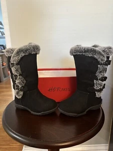 New With Box Hotcakes Boots Girls SZ 8M Black Zip Faux Fur Lined Faux Suede - Picture 1 of 8