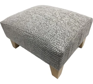 Footstool / Pouffe / Stool / Light Grey Chunky Herringbone Chenille light legs - Picture 1 of 5