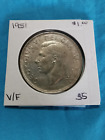 1951 KING GEORGE-V1 CANADIAN SILVER DOLLAR-.800 FINE SILVER COIN