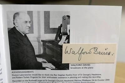 Walford Davies (composer) Autograph + CD Solemn Melody Dutton Signed - Image 1 of 4