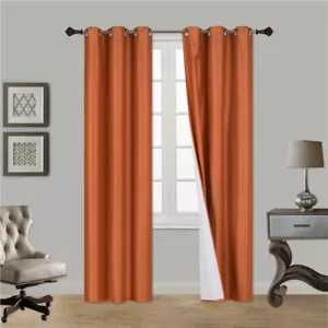 2 BRICK ORANGE PANEL BLACKOUT REDUCE NOISE SAVE ENERGY WINDOW CURTAIN k72 84" - Picture 1 of 2