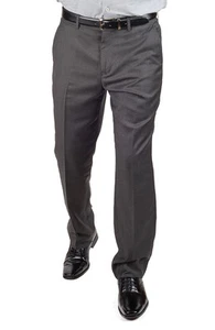 Tailored Slim Fit Charcoal Grey Separate Dress Pants Slacks Flat Front By AZAR - Picture 1 of 4