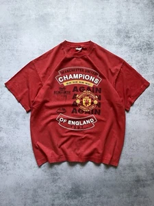 MANCHESTER UNITED VINTAGE 90s SINGLE STITCH CHAMPIONS ENGLAND FOOTBALL SOCCER MU - Picture 1 of 11