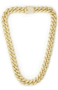 Miami Cuban Link Chain Necklace Bracelet Choker 18k Gold Plated Men Women $110 - Picture 1 of 8