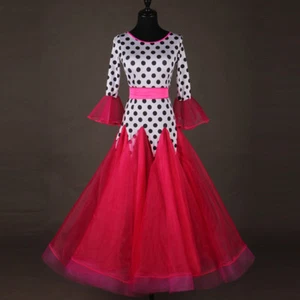 Vestido largo estándar de vals de salsa moderno de baile de salón latino #F321 blanco - Imagen 1 de 8