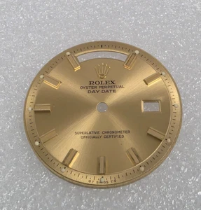 Esfera Rolex genuina de fábrica, fecha día modelo 1803 índice de oro champán. - Imagen 1 de 4