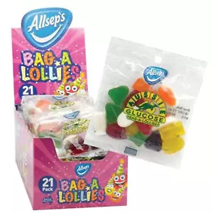 Allseps Bag A Lollies x 21 Packs 65g Australian Glucose Party Favours Candy - Foto 1 di 4