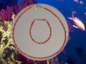 Demi parure collana bracciale CORALLO MEDITERRANEO CERTIFICATO argento sterling - Foto 1 di 3