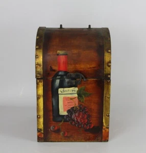Soporte de caja decorativo vintage de 4 botellas de vino - Imagen 1 de 9