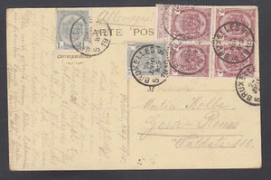Belgium Sc 61, 63 on 1910 PPC to Germany, Bleriot's Monoplane on reverse, F-VF - Picture 1 of 2