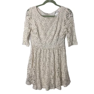 Ellison Dress Women Medium Fit Flare Mini Ivory Floral Cottagecore Crochet Lace - Picture 1 of 4