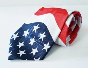 Mercedes Mens American Flag Neck Tie. Hand Made In Korea 100% Polyester. - Picture 1 of 7