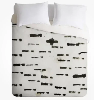Conjunto de Capa de Edredom King Deny Designs Wabi Sabi Abstrata 3 Peças em Branco Preto - Imagem 1 de 3