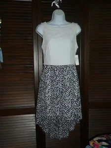 B. DARLIN White & Black Summer Hi Lo Dress Sleeveless, Round Neck, 11/12 NEW NWT - Picture 1 of 8