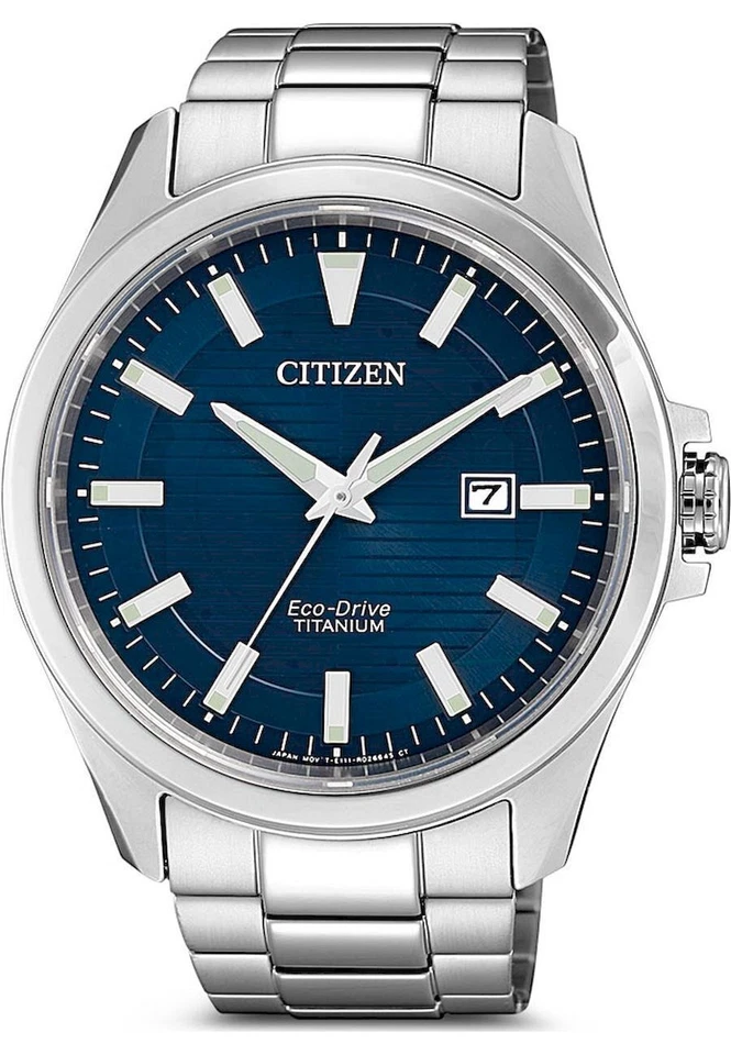 Citizen Eco-Drive 43mm Silberes Titangehäuse mit Silberem Titanarmband Armbanduhr für Herren