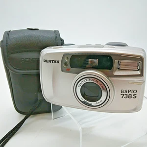 Silver Pentax Espio 738S Film Camera 38-70mm Lens w/Case - Powers Up/Part Tested - Picture 1 of 16