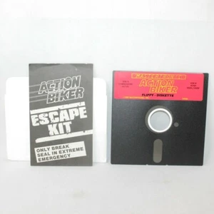 VTG Action Biker Commodore & Atari 1985 Computer 5 1/4" Floppy Disk Game - Picture 1 of 5