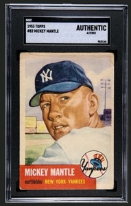 1953 Topps Mickey Mantle SGC AUTENTICO alterato (APPENA CLASSIFICATO) #82 Yankees - Foto 1 di 3