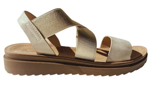 MAYA Sandalen breite Passform elastische Riemen niedrige Keilabsatz metallic gold - Bild 1 von 1