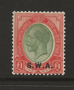 SOUTH WEST AFRICA SG57 KGV £1 Olive Green and Red Fine MNH C/£120 UK P&P Free - Picture 1 of 2
