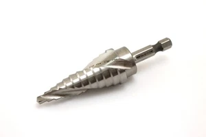 TEMO M35 Cobalt Spiral Flute Step Drill, 12 Sizes 3/16" to 7/8", 1/4" Hex Shank - Picture 1 of 3
