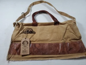 THE BARREL SHACK-THE MARSHALL-BORSA A TRACOLLA IN TELA/PELLE FATTA A MANO - Foto 1 di 14