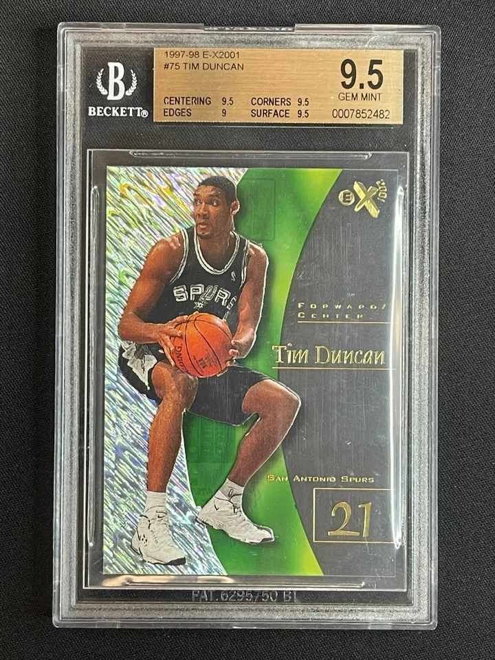 Tarjeta de novato BGS 9,5 TIM DUNCAN 1997 E-X2001 SKYBOX NBA SPURS RC #75 GEMA COMO NUEVA 1 Foto 1 de 2