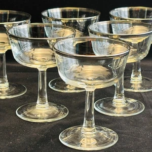 Parisienne by Cristal D'Arques-Durand Champagne Glass Platinum Trim Set of 6 - Picture 1 of 8