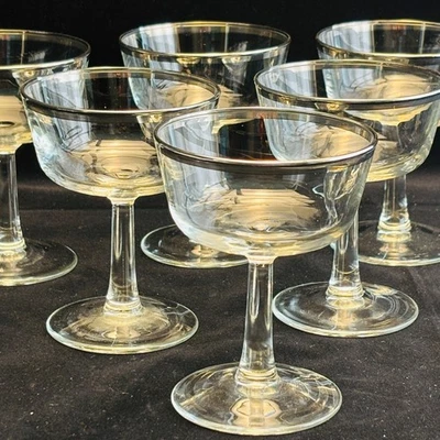 Parisienne by Cristal D'Arques-Durand Champagne Glass Platinum Trim Set of 6 - Изображение 1 из 4
