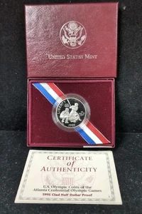 1995 Proof U.S. Olympic Atlanta Games Baseballl Clad Half OGP 95b - Picture 1 of 2